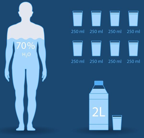 Average daily intake of water